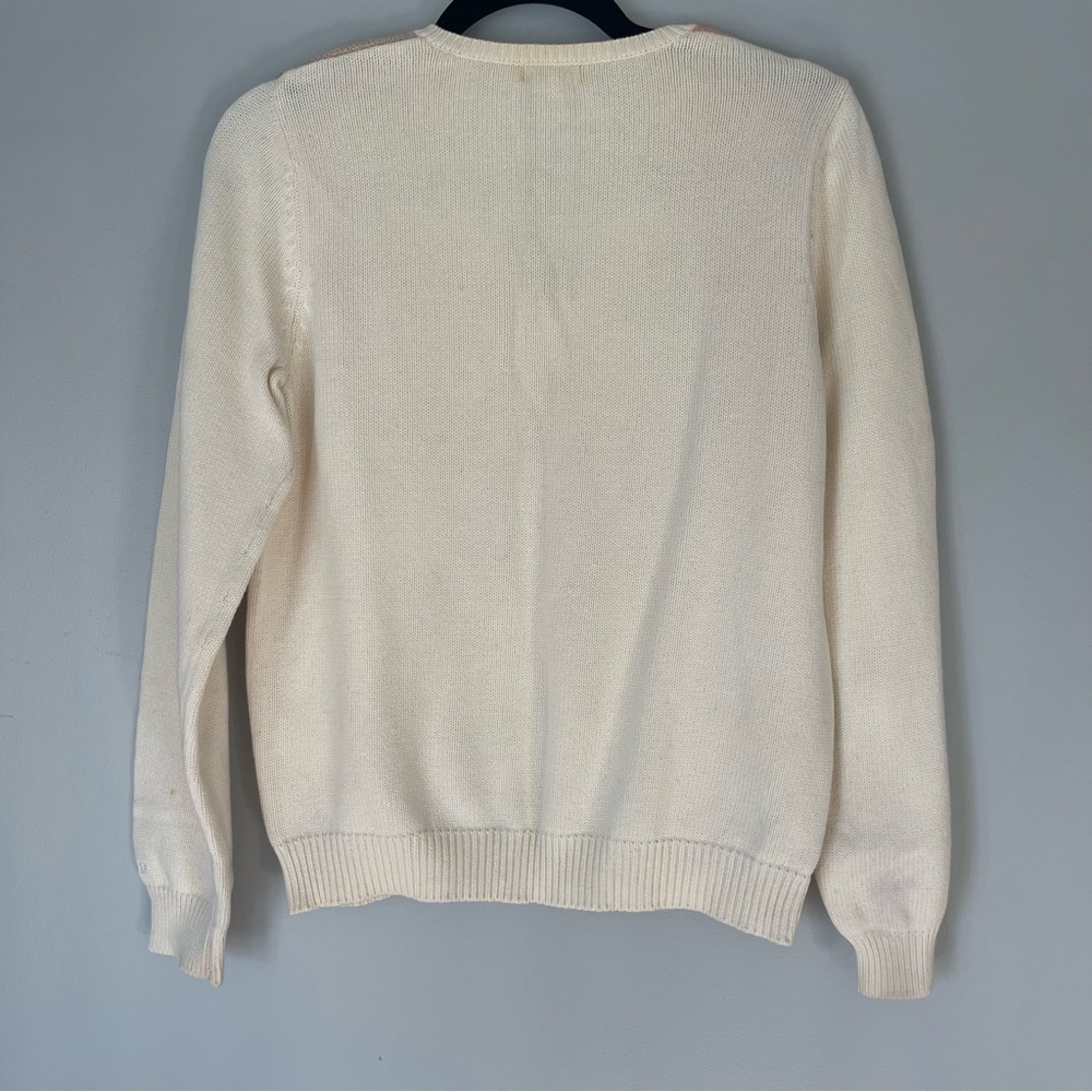 IZOD Golf Argyle Long Sleeve V-Neck Cotton Sweater Size Medium - Picture 4 of 10